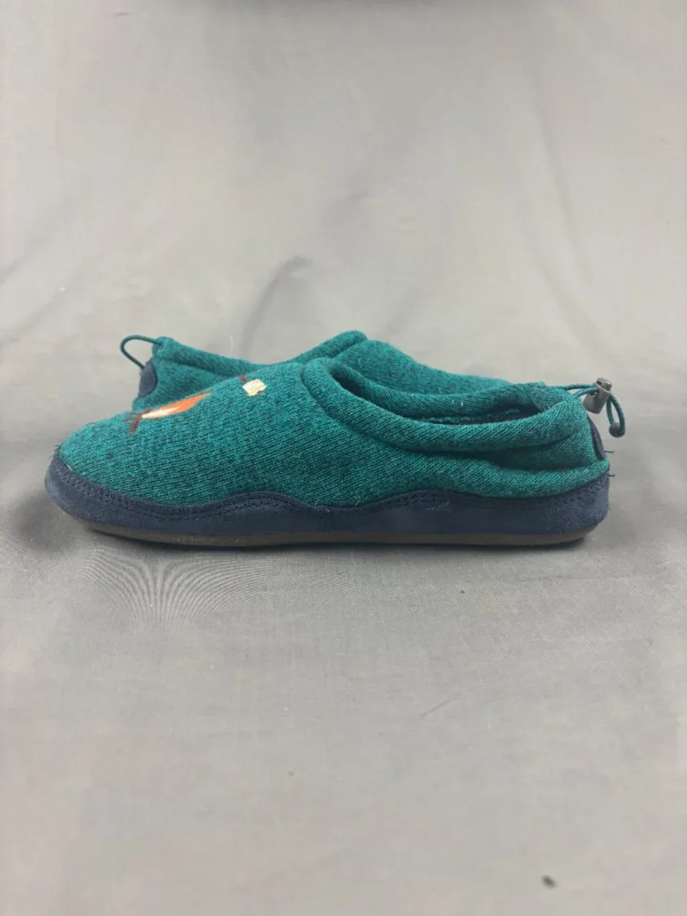 L.L. Bean Sweater Fleece Slippers Kids 5-6 Blue S'mores Motif Embroidered